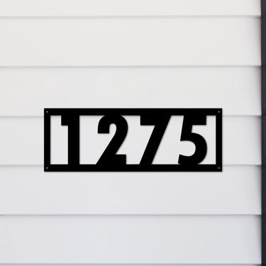 House Numbers Metal Sign with Outline | Rectangle Address Plate | Modern Mailbox Sign | Contemporary Metal Address Sign for Front Door